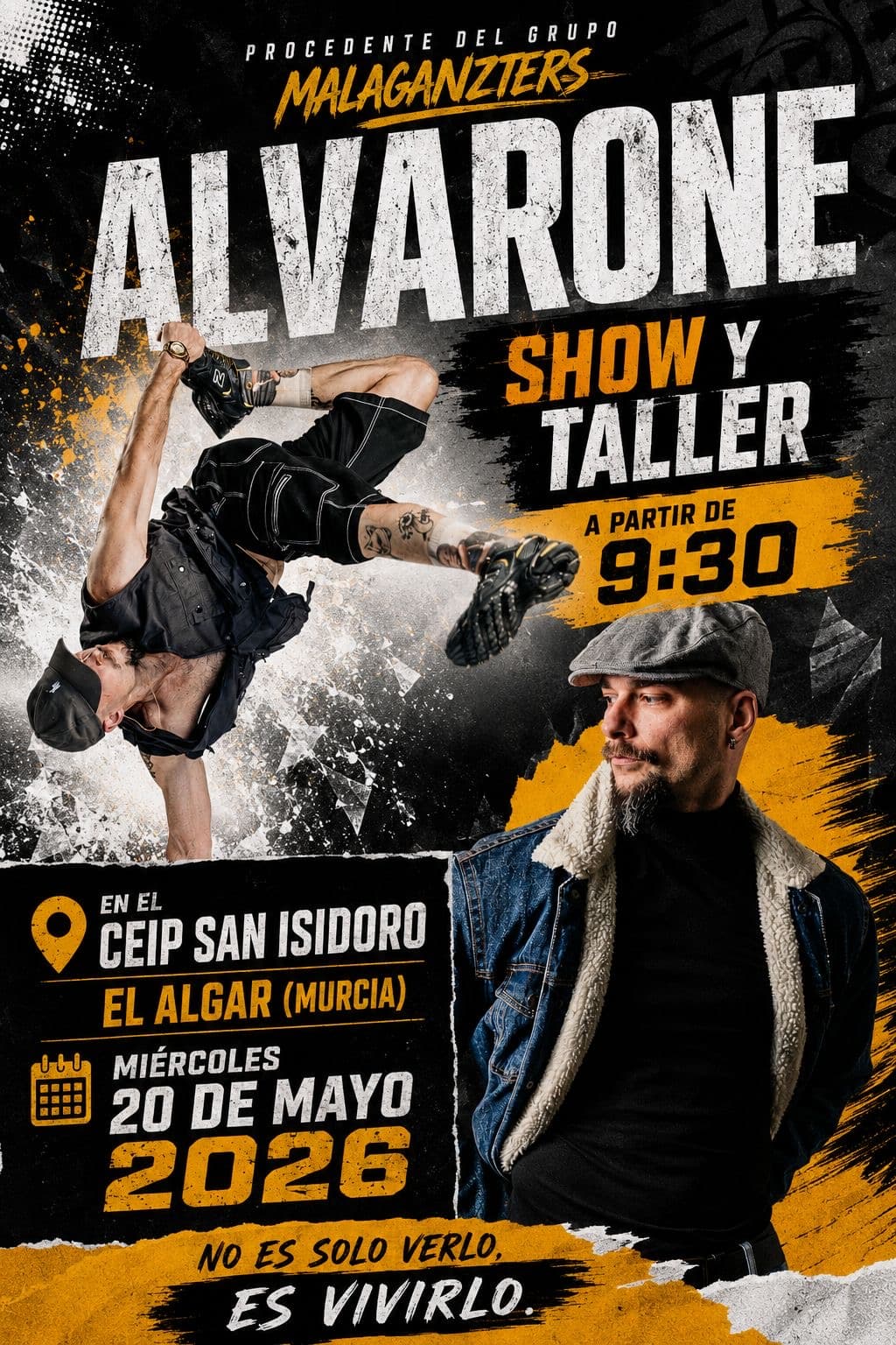 El breaking toma las aulas: Alvarone (Malaganzters) aterriza en El Algar con un show y taller exclusivo